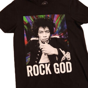 Mens/Unisex Rock God Jimi Hendrix black graphic tee size Small.